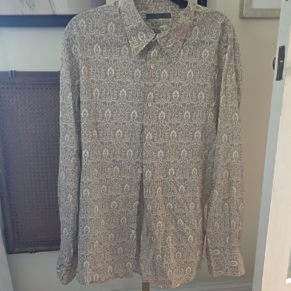 Men's Patterned John Varvatos Long Sleeve Shirt